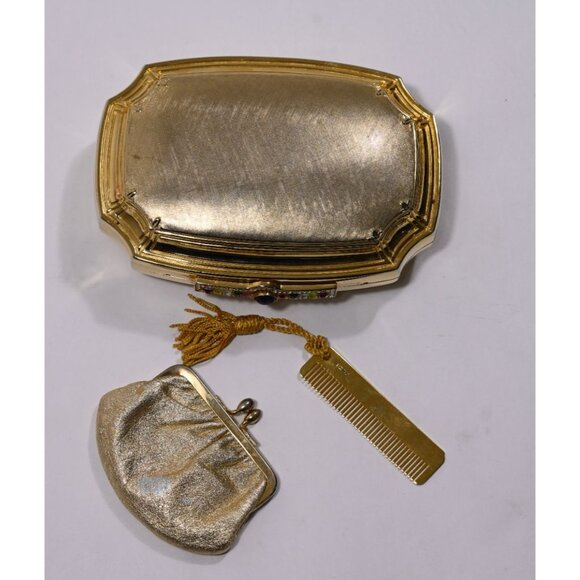 Sale!!! Judith Leiber Beautiful Gold and Swarovski Crystal  Judith Leiber Convertible Minaudiere Clutch Set with Gemstone Clasp in Gold